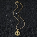 Hip Hop Saint Jude Anhänger mit Zirkonia-Steinen und goldener Kordelkette für Herren - Rotierende Statue / 0.3x60cm / Gold
