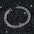 Bracciale a catena cubana da 8mm in acciaio inossidabile lucido con chiusura a scatto - Argento