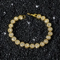 Bracciale Hip Hop 8mm in oro con maglie tonde e diamanti rotondi con pavé - Bracciale / 20cm / Oro