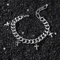Bracciale hip hop a catena groumette in acciaio inossidabile con quattro croci - Accessorio Croce d'Argento