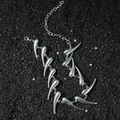 Hip hop irregular thorn metal necklace with silver fluid drops on black sand - Thorn Tassel (Silver)