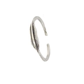 Anillo abierto vintage de plata de ley S925 con diseño de pluma y hoja para mujer plata - Abierto Ajustable / Plata (Plata de Ley 925)