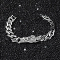 Hip-Hop Saint Jude Armband mit silberner Panzerkette und funkelnden Pavé-Strasssteinen - Armband (Statue) / Silber