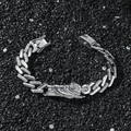Bracciale cubano hip-hop con ciondolo religioso di San Giuda e strass scintillanti - Argento - Bracciale San Giuda