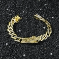 Bracciale cubano oro hip hop con ciondolo San Giuda e zirconi cubici scintillanti - Oro - Bracciale San Giuda