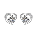 Elegante S925 Sterling Silber Herz Ohrstecker mit funkelnden Zirkonia Steinen besetzt - 925er Silber / Weißgold mit Strass