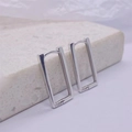 Boucles d'oreilles créoles rectangulaires en argent sterling S925 sur socle en pierre - Argent 925 / Platine