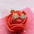 Élégantes boucles d'oreilles en argent S925 plaqué or avec grappes de zircones cubiques - Argent 925 / Or