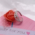 S925 sterling silver open knot ring featuring a double-layered twisted rope design - Adjustable Open / Platinum