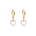 Elegante S925 sterling zilveren vergulde hart oorbellen met fonkelende zirkonia steentjes - 925 zilver / Goud