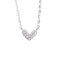Minimalistische S925 Sterling Silber Herzkette mit Pavé-Besatz aus weißen Edelsteinen - 925er Silber / Platin