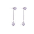 Elegante S925 Silber Shamballa Ohrhänger mit funkelnden österreichischen Kristallen - 925er Silber / Platin