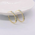 Orecchini a cerchio in argento S925 placcato oro con pietre blu e design geometrico - Argento 925 (Colore Oro) / Strass Blu