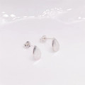 Minimalist S925 sterling silver teardrop stud earrings with brushed matte finish - 925 Silver / Silver
