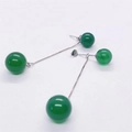 S925 sterling silver drop earrings with green agate beads and elegant long tassels - 925 Silver / Platinum