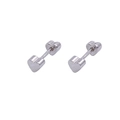 Minimalist S925 sterling silver double heart screw stud earrings in polished finish - 1 Pair (925 Sterling Silver) / Platinum