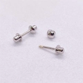 Minimalistische S925 Sterling Silber Bullet Schraubohrringe mit Gewindestiften und Kugel - 1 Stück / Platin