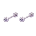 Minimalist S925 sterling silver screw ball stud earrings with polished finish - 1 Piece (925 Sterling Silver) / Platinum