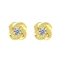 S925 Sterling Silber 18K vergoldete Kleeblatt Ohrringe mit funkelnden Pavé Diamanten - 925er Silber / Gold