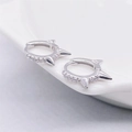 Punk style S925 sterling silver hoop earrings with spikes and zircon stones - 925 Silver / White Gold