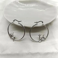 S925 sterling silver hoop earrings featuring detailed angel and demon pendant charms - Small / Silver