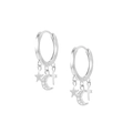 Pendientes de aro en plata S925 con colgantes de estrella, luna y cruz - Plata 925 / Blanco