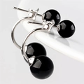 Orecchini a doppia perla in argento S925 e onice nera con un design minimalista elegante - Argento Sterling S925 Completo / Oro Bianco