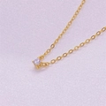 S925 sterling silver gold necklace with round purple zircon pendant on silk background - 925 Silver / Gold White Zirconia
