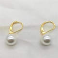Elegantes pendientes de plata S925 con perlas blancas redondas y ganchos dorados - Plata de Ley S925 Completa / Dorado