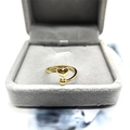 Detail of S925 sterling silver stamp on golden double heart minimalist open ring - Adjustable Open / Gold