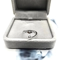 Detailed shot showing S925 hallmark on the inner band of heart-shaped silver open ring - Adjustable Open / White Gold