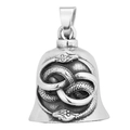 Retro Nordischer Wikinger Skorpion Glockenanhänger aus Edelstahl mit Doppel Schlangen Relief - Ouroboros-Muster (HFJ1505-1)