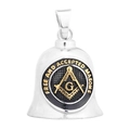 Silver Masonic bell pendant with golden square and compass symbol on black disk - Gold & Steel Pendant Only (Masonic Symbol)