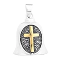 Vintage Viking cross bell pendant in silver and gold tone stainless steel - Cross Bell Steel Color (HfJ1501)