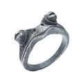 Geometrischer Edelstahlring im Vintage-Stil mit antikem Silberfinish und Perlen-Detail - US 7 / Vintage Kugelform / Antik-Silber