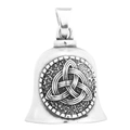 Retro stainless steel Viking bell pendant with Triquetra knot in antique silver finish - Celtic Knot Style - Steel Color (HFJ1501)
