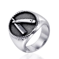 Anello sigillo vintage da uomo in acciaio inossidabile con rasoio stile punk rock - US 7 / Color Acciaio