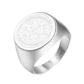 Anillo de sello con brújula vintage para hombre en acero inoxidable cepillado plata - US 7 / Color Acero