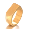 Anello a sigillo esagonale dorato in acciaio inossidabile con finitura spazzolata - US 7 / Oro