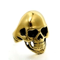Anillo de calavera de acero inoxidable dorado pulido con diseño gótico y punk - US 7 / Dorado