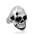 Anillo gótico de acero inoxidable para hombre con calavera y acabado plateado antiguo - US 7 / Color Acero