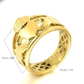 Goldener Claddagh-Ring mit hohler Krone und Herz, 15 mm breites Edelstahlband für Damen - US 7 / Gold