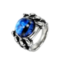 Bague griffe de dragon punk en acier inoxydable avec une pierre précieuse bleue étoilée - Bleu foncé