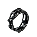 Polished black stainless steel ring featuring an organic branch cut-out gothic design - US 7 / Black