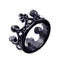 Anello a corona nero opaco in acciaio inossidabile con design a croce e pietre di zircone - US 7 / Zircone Bianco Nero