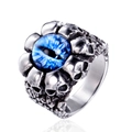 Vintage punk men's titanium steel ring featuring blue evil eye and skull pattern - US 7 / Blue Eye