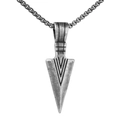 Macro shot of retro arrowhead pendant with vintage finish and box chain texture - Pendant Only (Without Chain) / Antique Silver