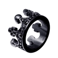 Anello a corona nero gotico in acciaio al titanio con motivi a croce e diamanti neri - US 7 / Nero Zirconia Nera