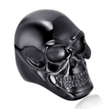 Gotischer schwarzer Edelstahl Totenkopfring mit poliertem und mattem Finish auf weiß - US 7 / Schwarz