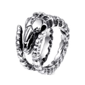 Gothic zilveren roestvrijstalen ring met vogel schedel en wervelkolom gravure - US 7 / Zilver